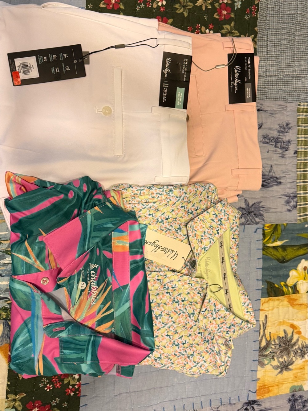Walter Hagen Pastel Floral XL Polo and Peach Shorts Set